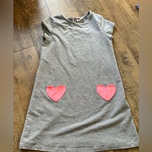Gray Dress with Pink Heart Pockets